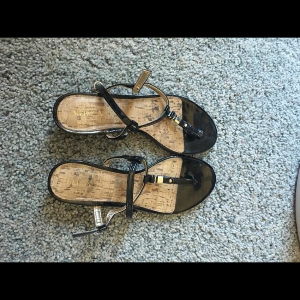 Small Black Wedge Sandals